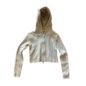 BRANDY MELVILLE John Galt Arden Ribbed Crop Hoodie Zip One Size